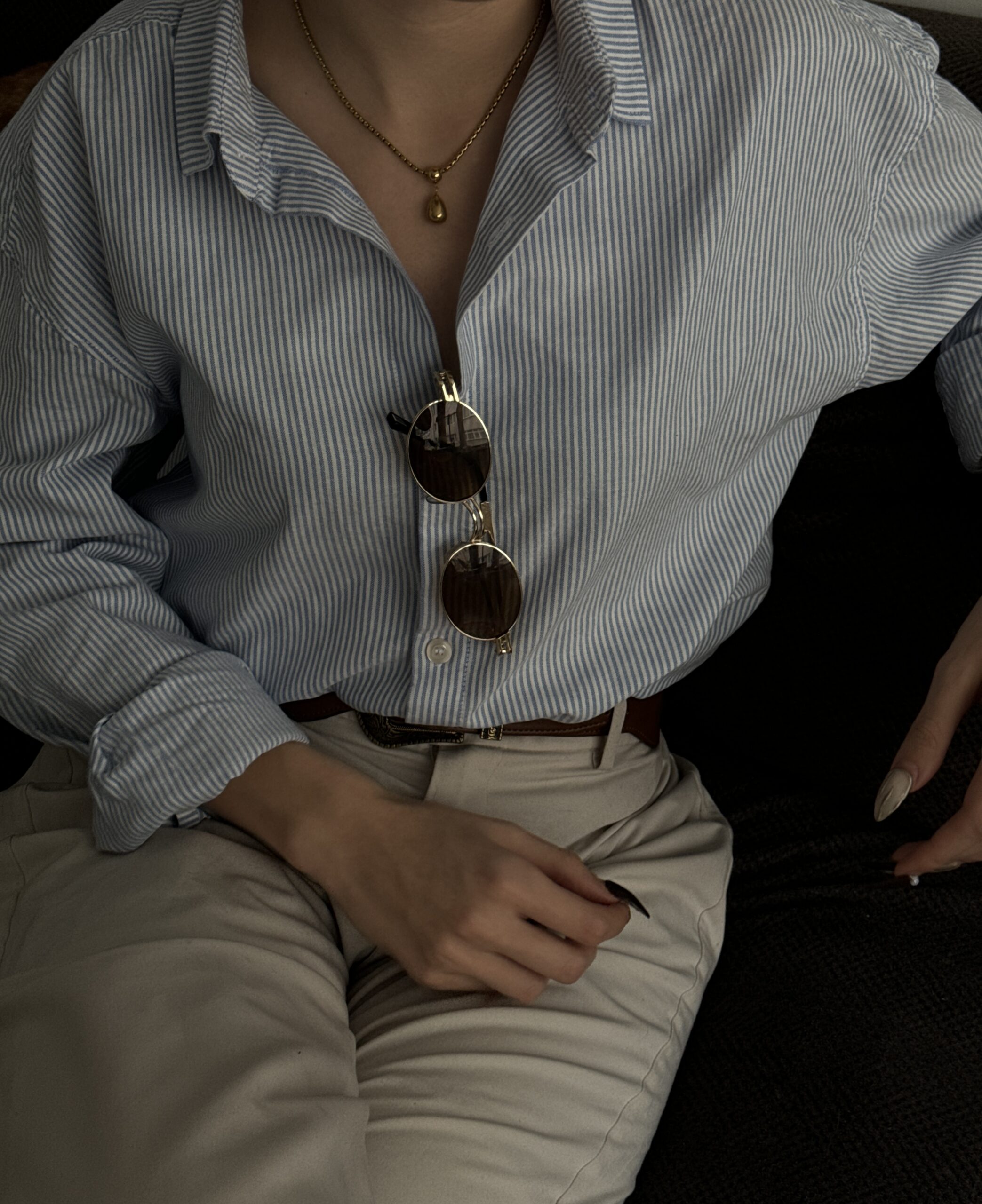 شومیز راه راه سفیدابی - Image 4