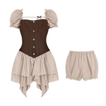 پیراهن کرستی کرم قهوه ای